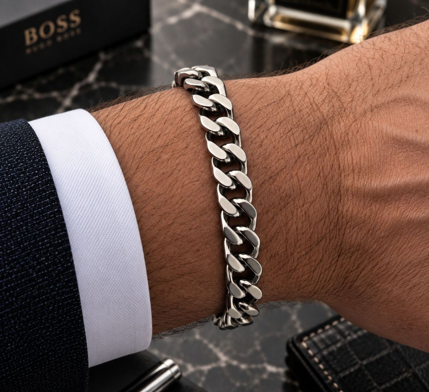 Męska bransoletka Nomination Italy Bold Steel srebrna pancerka 22,8 cm 133208003.jpg